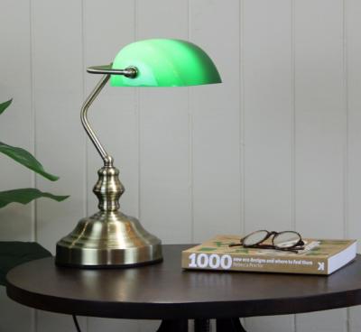 BANKER LAMP TOUCH ANTIQUE BRASS